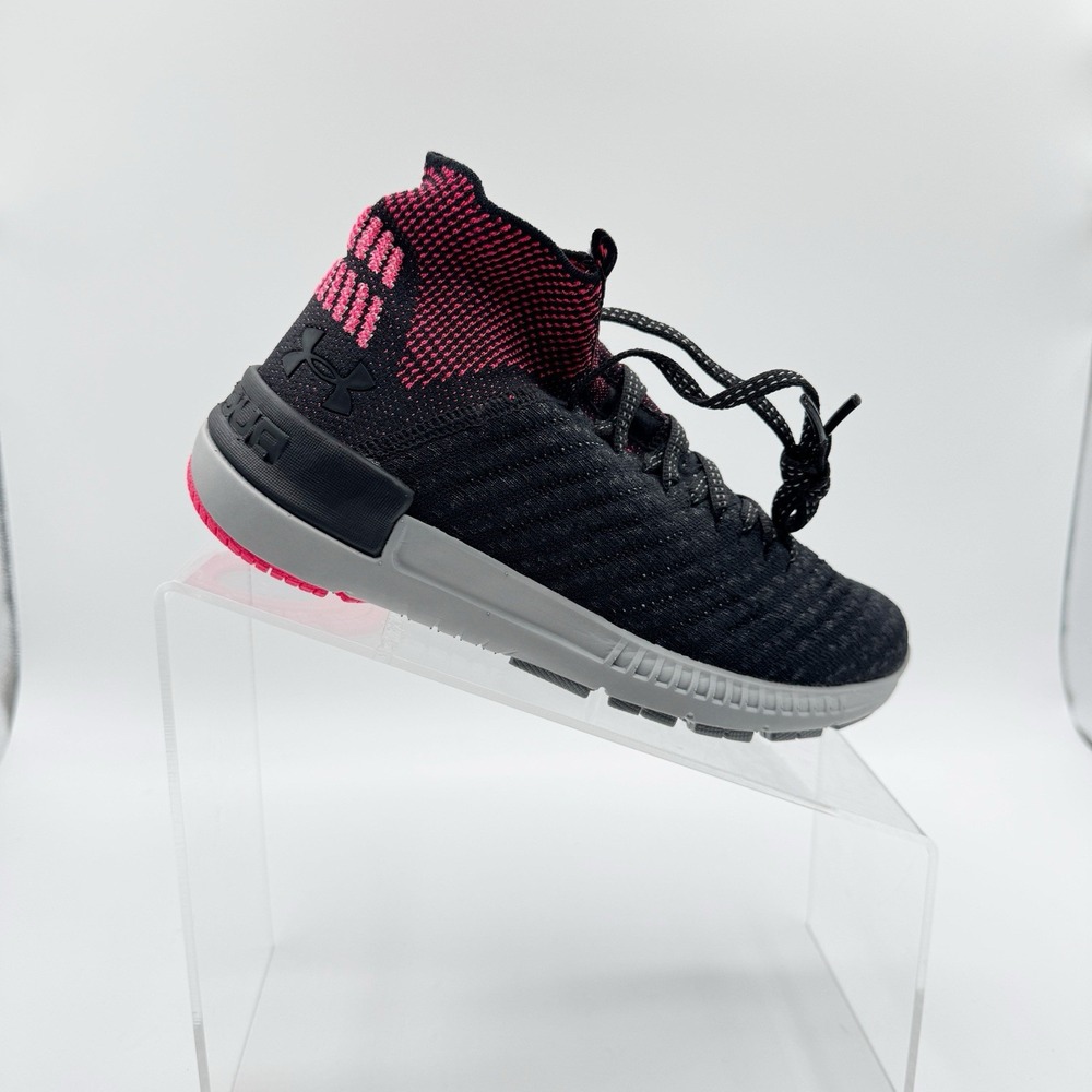 Under Armour Kids Highlight Delta 2 Black Pink Knit Running Shoes 1295766 5Y
